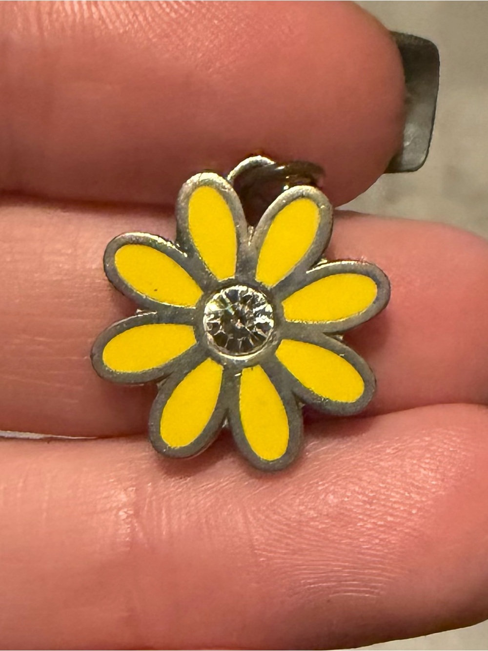Yellow Daisy Enamel Flower Charm with Rhinestone Center from Coach